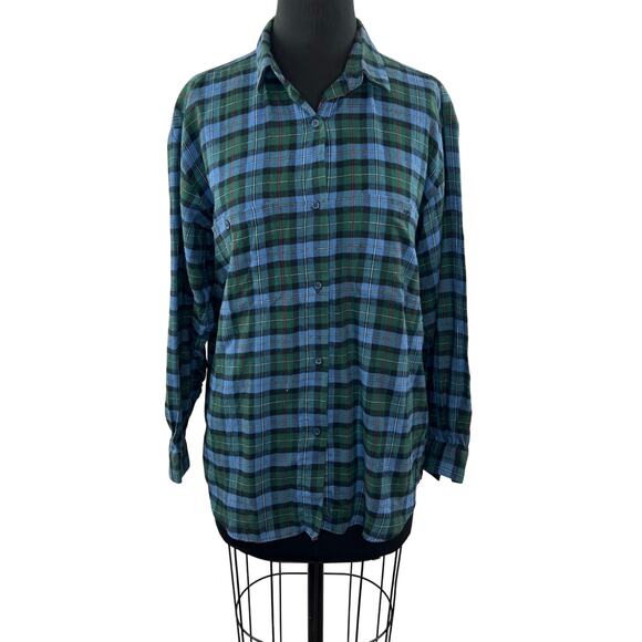 Vintage ABERCROMBIE & FITCH Blue Green Plaid Long Sleeve Button Up Shirt M USA - Picture 1 of 7